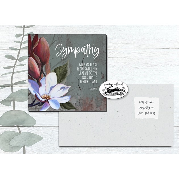 Sympathy Card - White Flower - Psalm 61: 2