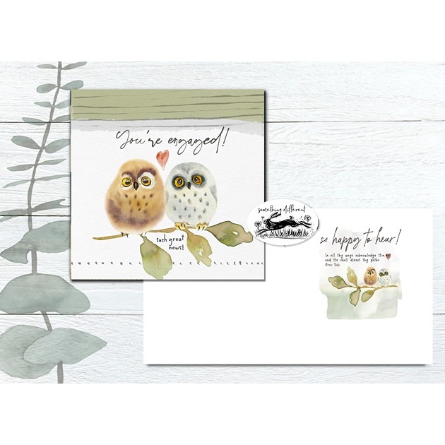 Engagement Card - Owls - Great News - Proverbs 3: 6