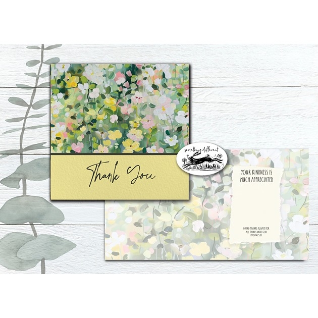 Thank You Card - Green Flower - Ephesians 5: 20