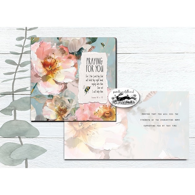 Praying for You Card - Aqua Rose - Isaiah 41: 13