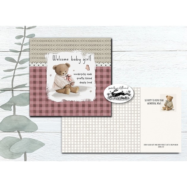 Baby Girl Card - Teddy - James 1: 17