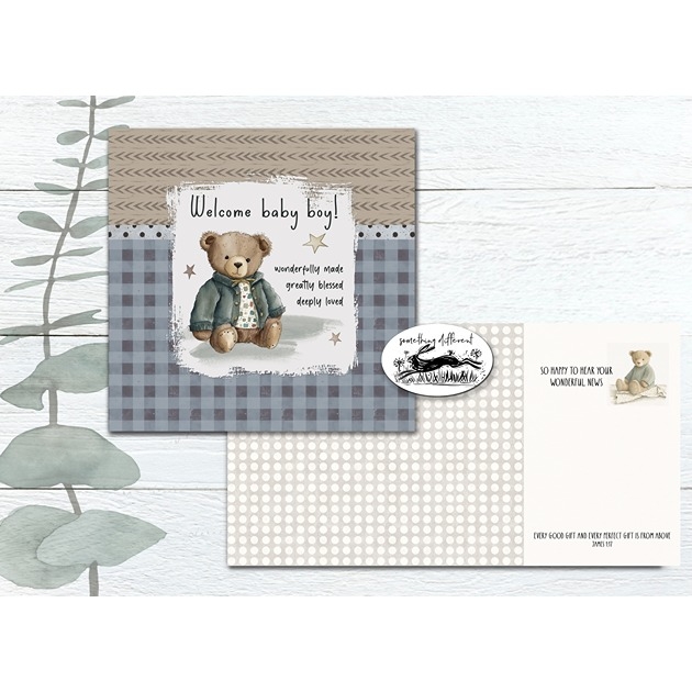 Baby Boy Card - Teddy - James 1: 17