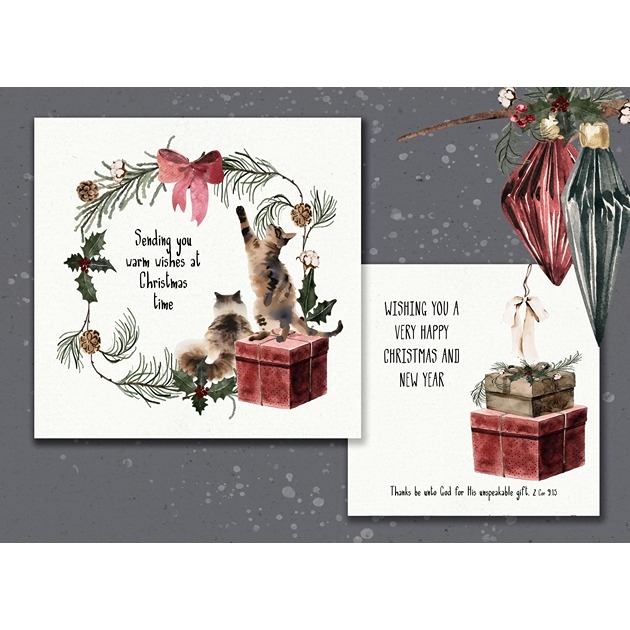 Christmas Card - Cats - 2 Corinthians 9: 15