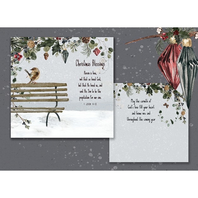 Herein is Love - Christmas Blessings - Bird on Bench