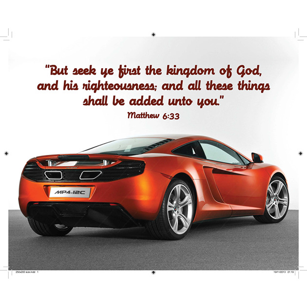 Orange Car Picture With Bible Verse