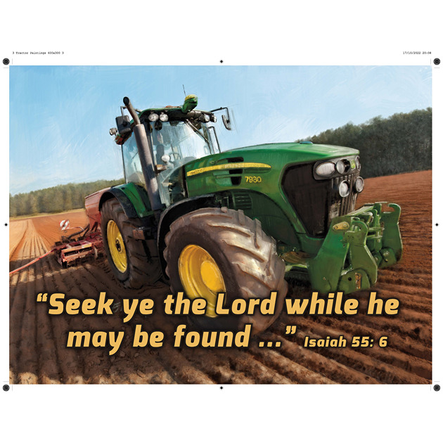 John Deere Tractor Sowing Picture With Bible Verse - Large