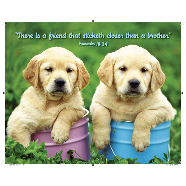 Golden Retriever Pups Picture With Bible Verse - Large