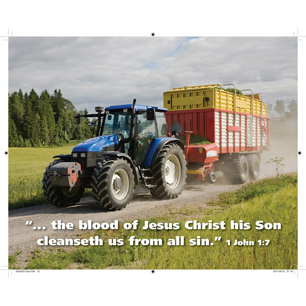 New Holland Tractor & Trailer Picture With Bible Verse - Large