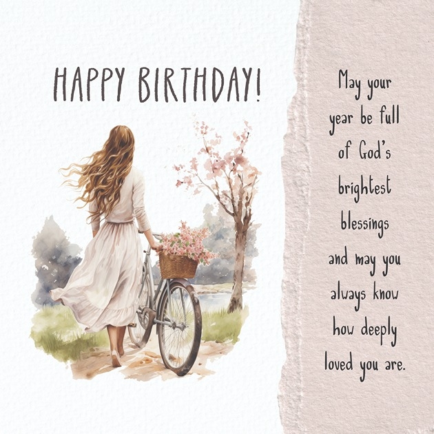 Birthday Card - Cherry Blossom - Year Full of God's Richest Blessings