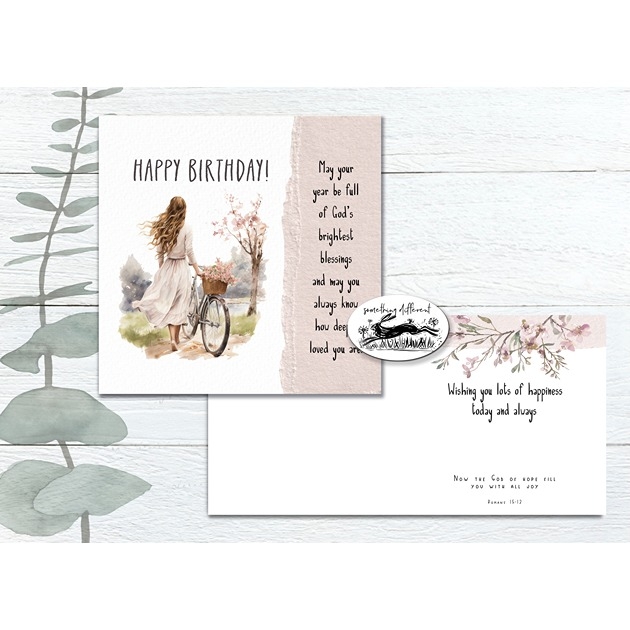 Birthday Card - Cherry Blossom - Year Full of God's Richest Blessings