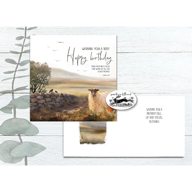 Birthday Card - Slemish Sheep - 1 Kings 8: 56