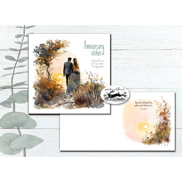 Anniversary Card - Couple Walking - Sending You Both Warm Wishes