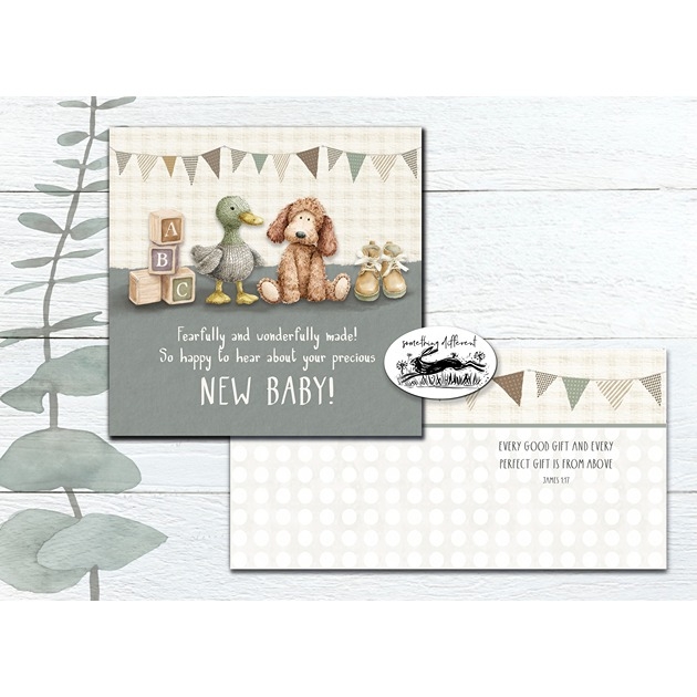 New Baby Card - Knitted Toy - Fearfully And Wonderfully Made