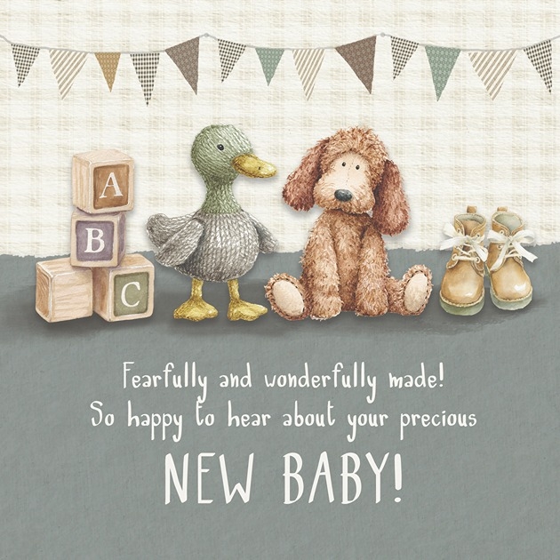 New Baby Card - Knitted Toy - Fearfully And Wonderfully Made