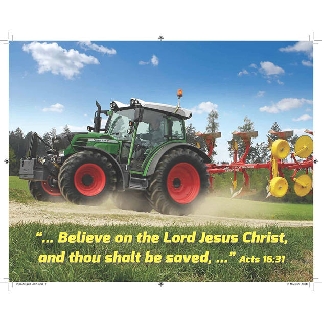 Fent Tractor Picture With Bible Verse - Large