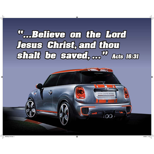 Grey Mini Car Picture With Bible Verse - Large