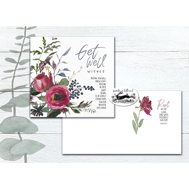 Get Well Wishes - Pink Roses - Psalm 37: 7