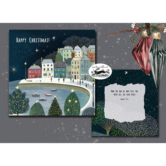 Happy Christmas - Snowy Harbour - Romans 15: 13