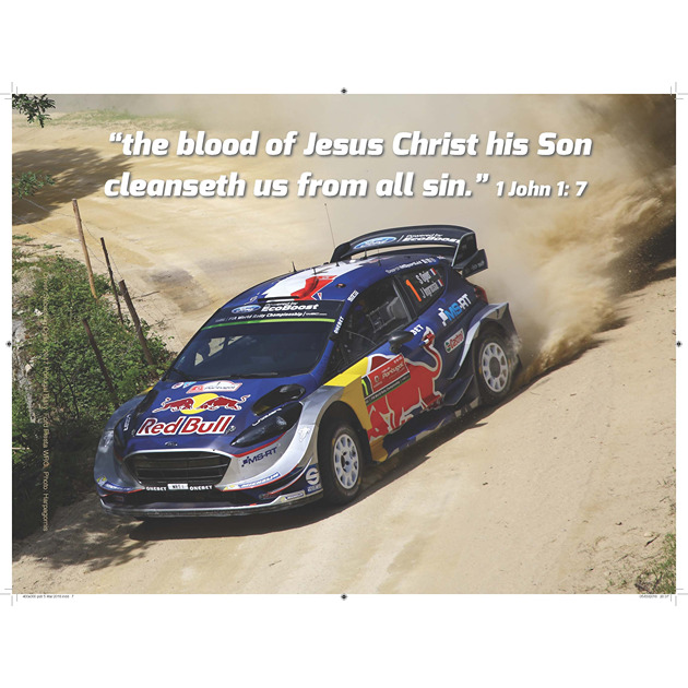 Rally Car Picture With Bible Verse - Large