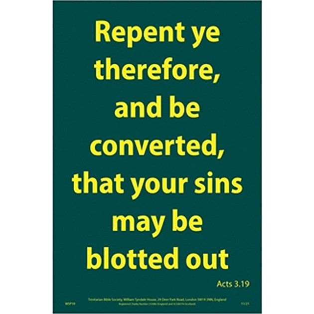 Waterproof Scripture Verse Poster-reprent Ye.... Acts 3: 19