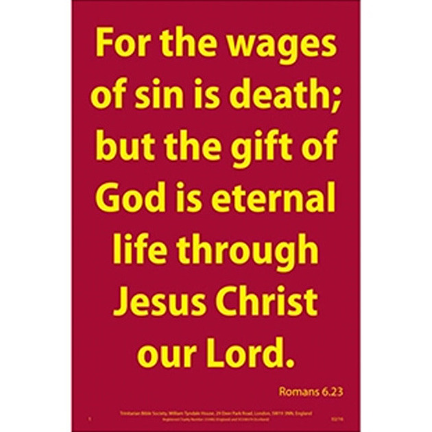 Waterproof Scripture Verse Poster - The Wages Of Sin...Romans 6:23