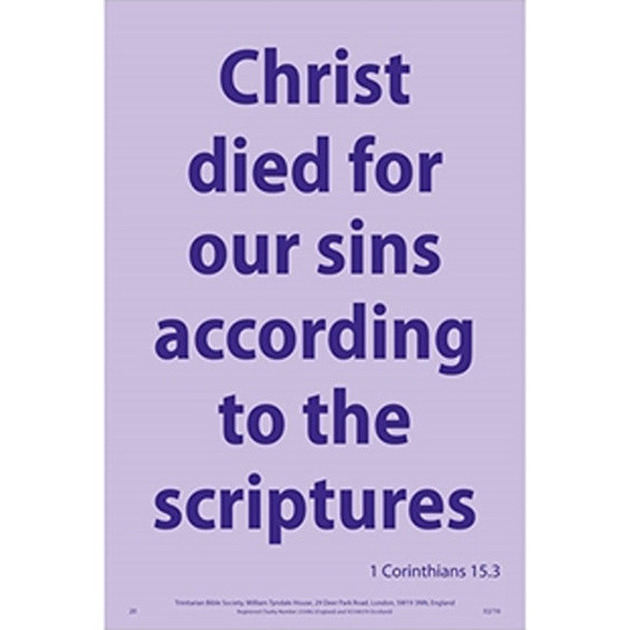 Waterproof Scripture Verse Poster - Christ Died 1 Corinthians 15: 3