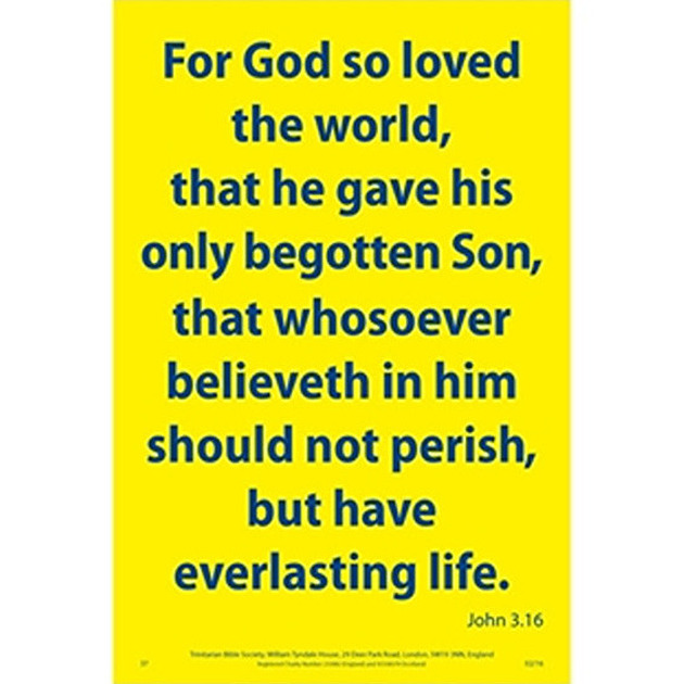 Waterproof Scripture Verse Poster - God So Loved John 3: 16