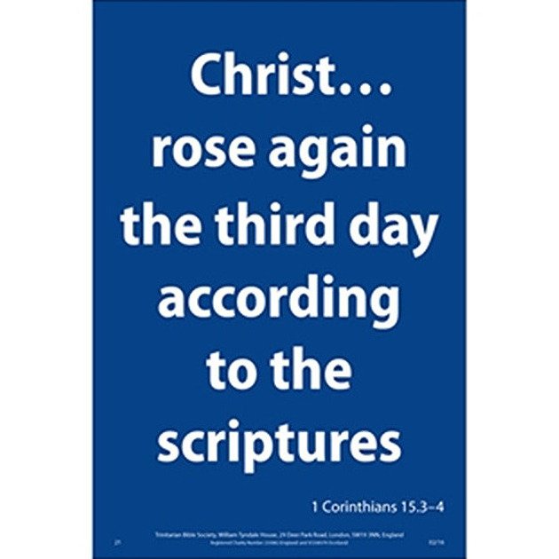 Waterproof Scripture Verse Poster - Christ Rose 1 Corinthians 15: 3 & 4