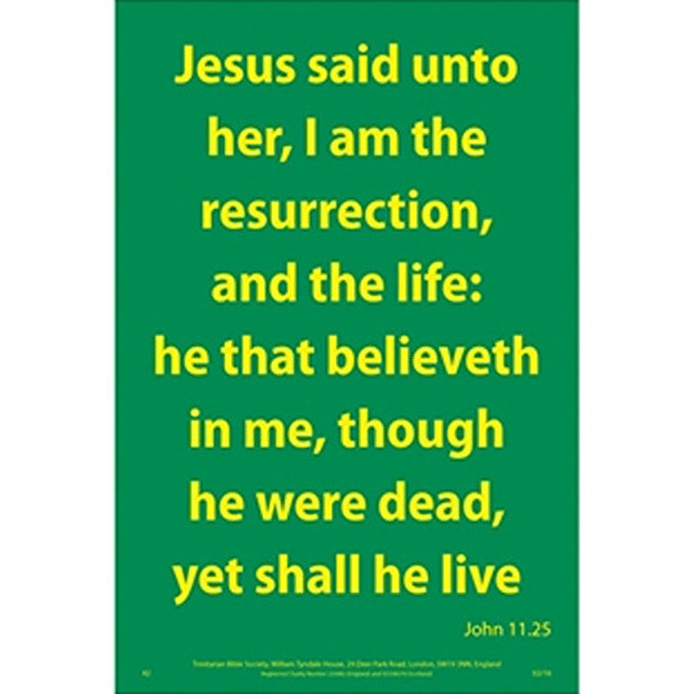 Waterproof Scripture Verse Poster - Resurrection John 11: 25