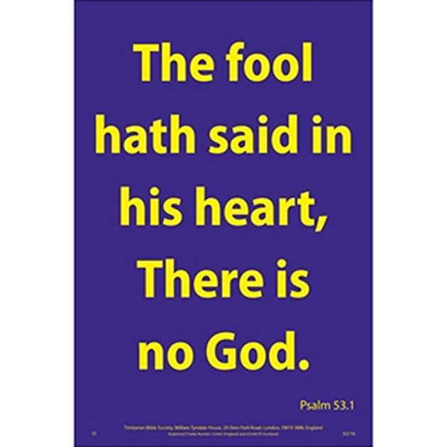 Waterproof Scripture Verse Poster - The Fool... Psalm 53: 1