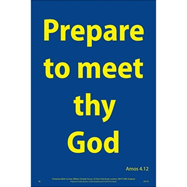 Waterproof Scripture Verse Poster - Prepare... Amos 4: 12