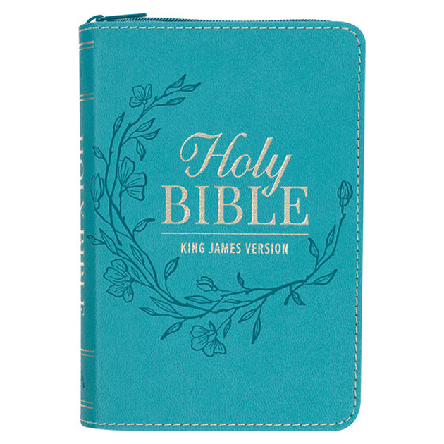 KJV Pocket Edition Bible: Aqua Zip Leather Touch